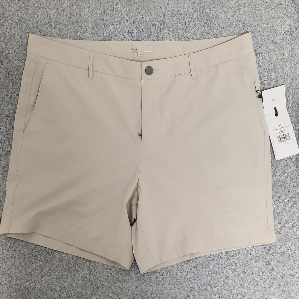 Onia Tan Flat Front Shorts Versatile Style